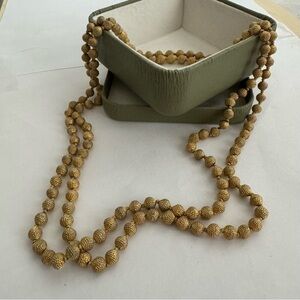 Vintage Heavy Brass Covered Balls Long Layering Necklace